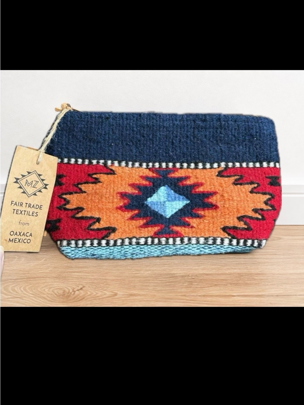 MZ Oaxaca Mexico Fair Trade Handwoven Textile Zip Pouch Boho Southwestern
